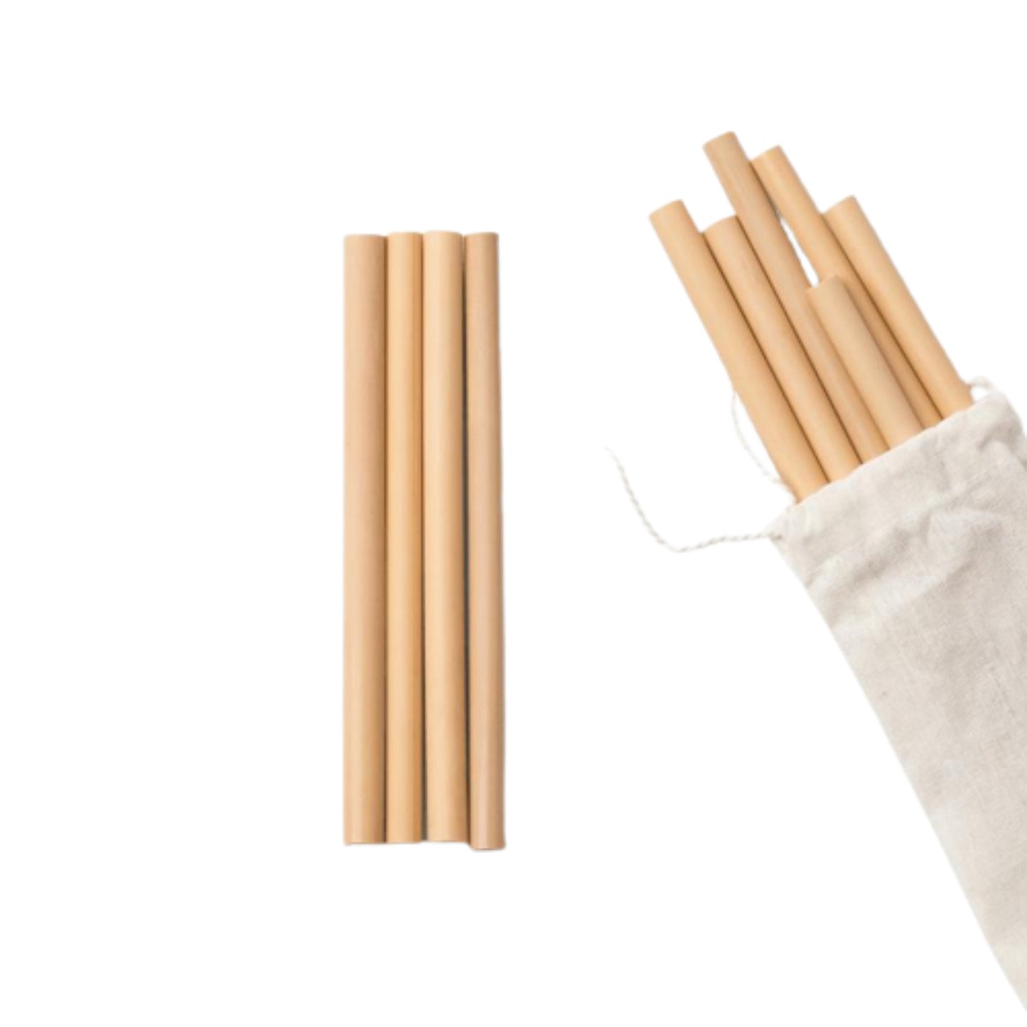 Natural Bamboo Reusable Straws (Pack of 4) with Straw Cleaner