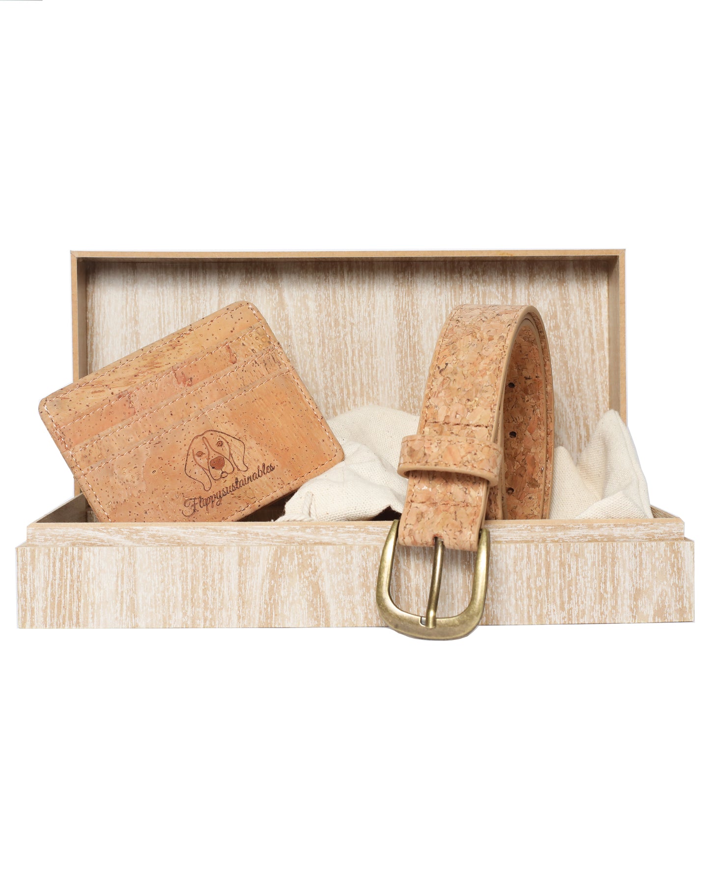 Gift Box Women's: Beige Belt and Card Holder