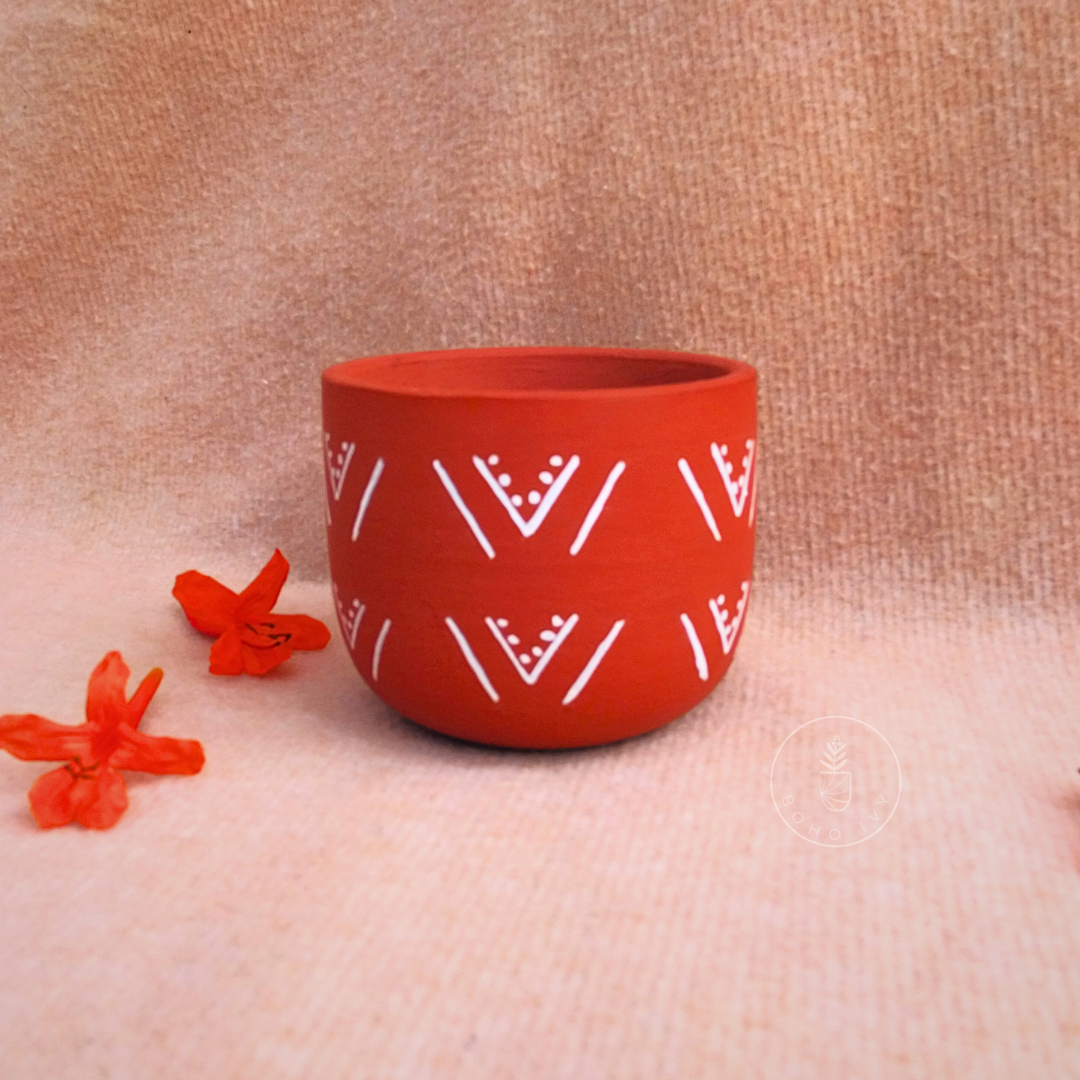 Hand painted Terracotta Soy wax candle- Forest