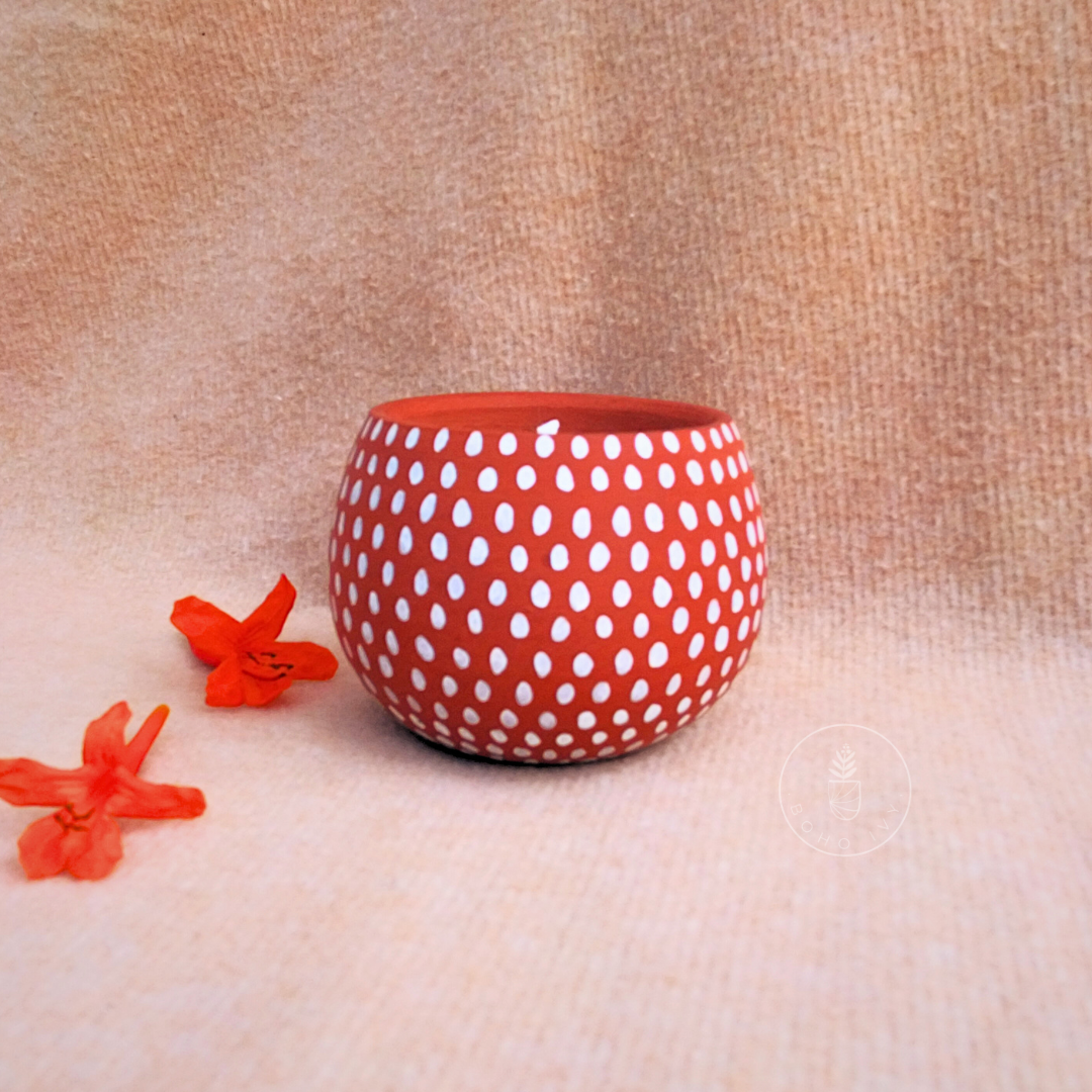 Hand Painted Terracotta Soy Wax Candle- Stars