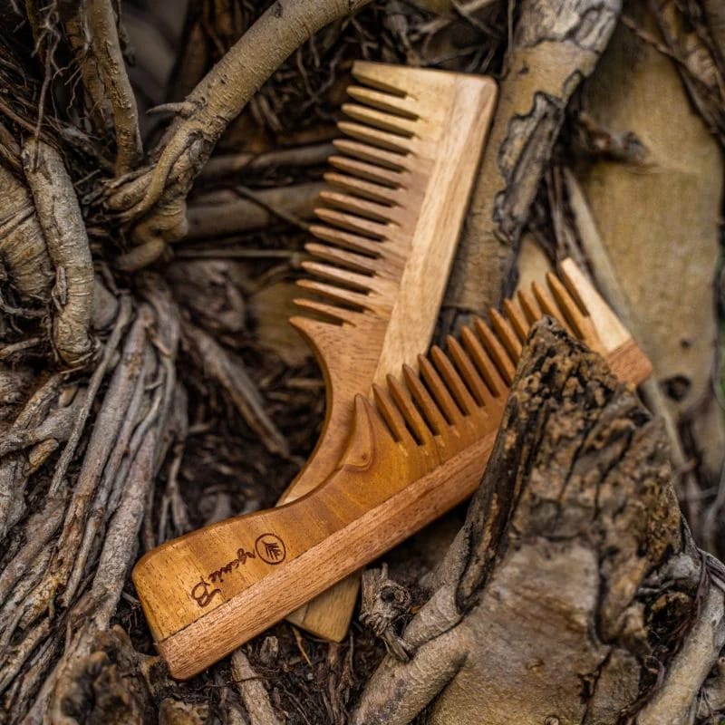 Neem Wood Wide Teeth Handle Comb