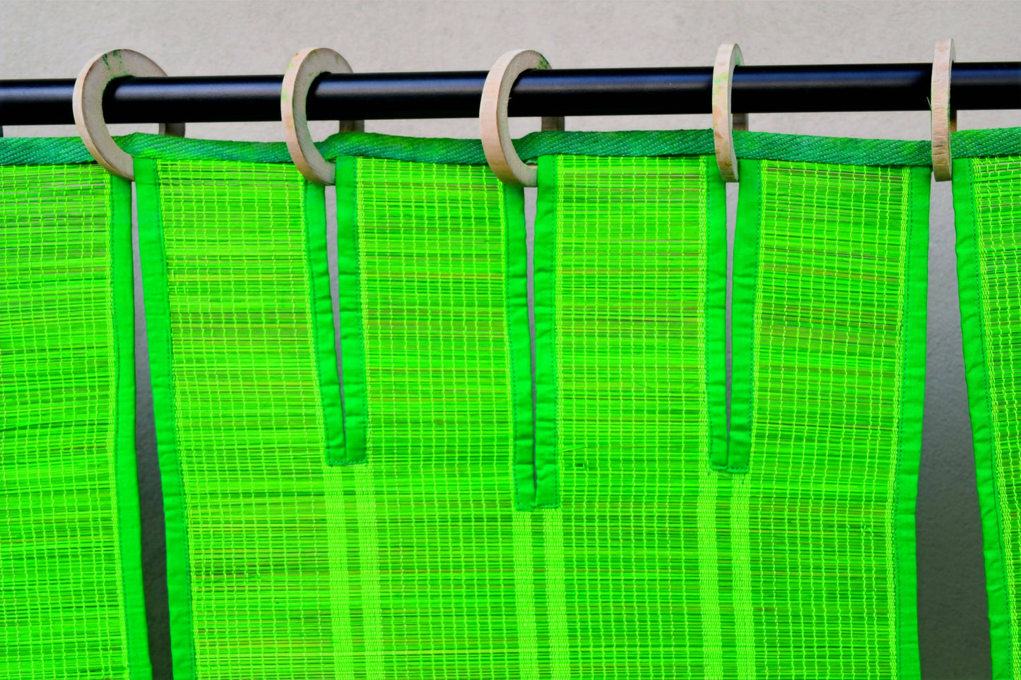 3 PANEL BAMBOO CURTAINS GREEN