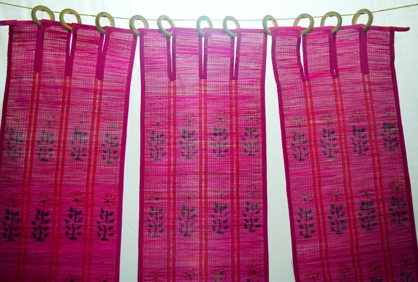 3 PANEL BAMBOO CURTAINS PINK