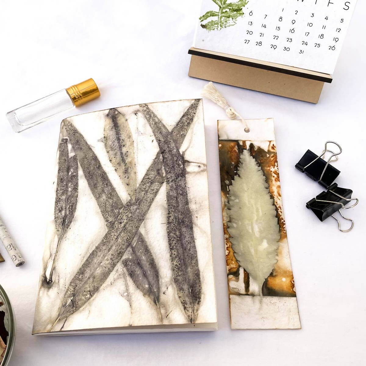 Eco-printed Eucalyptus Journal & Bookmark Combo