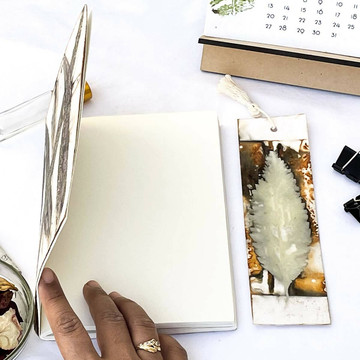Eco-printed Eucalyptus Journal & Bookmark Combo