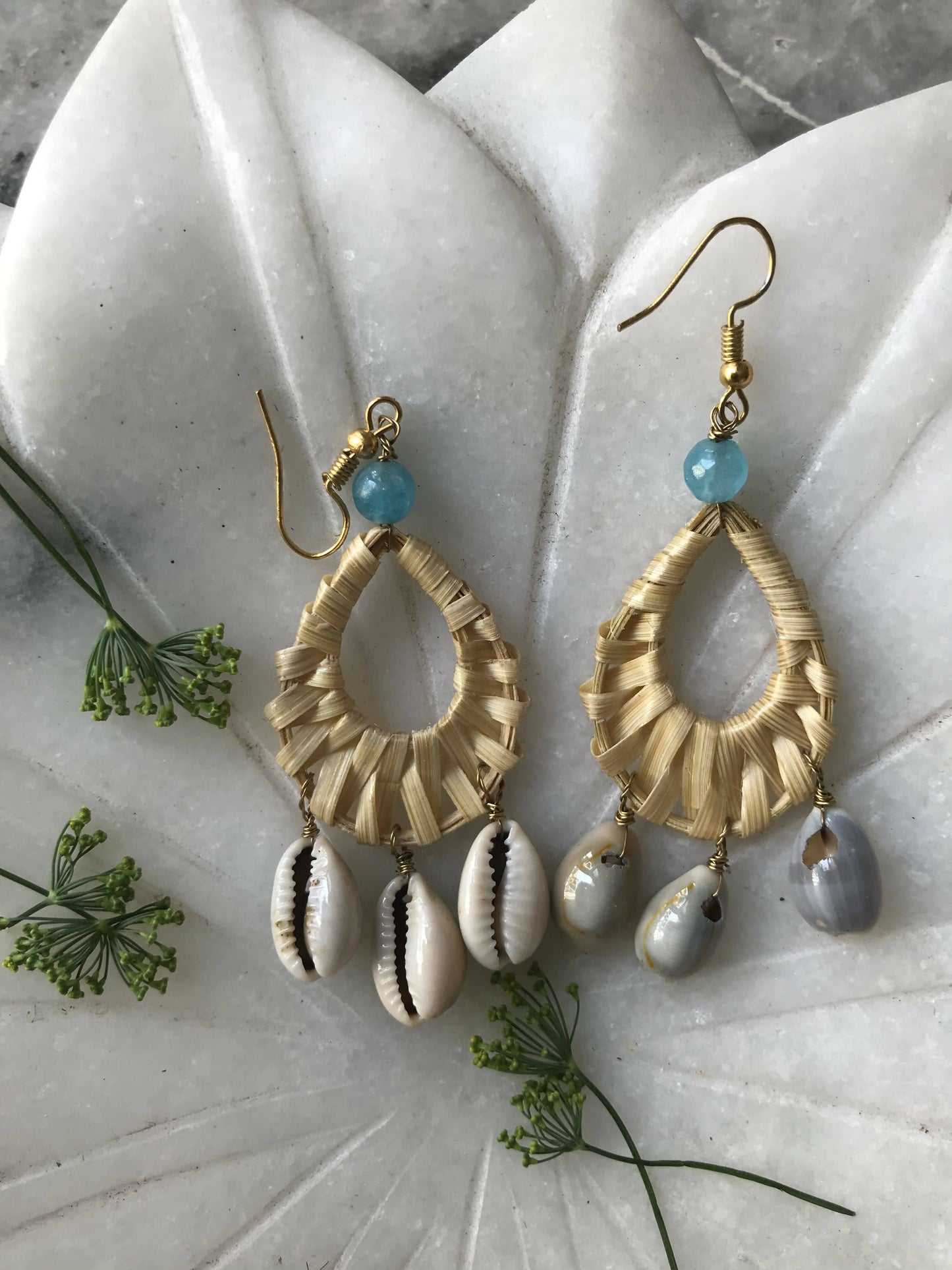 Bamboo Drop Sea Shells Earrings