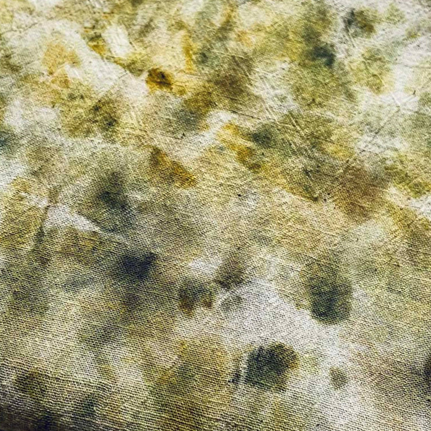 Eco-Printed Kala Cotton Stole - Off White with Green