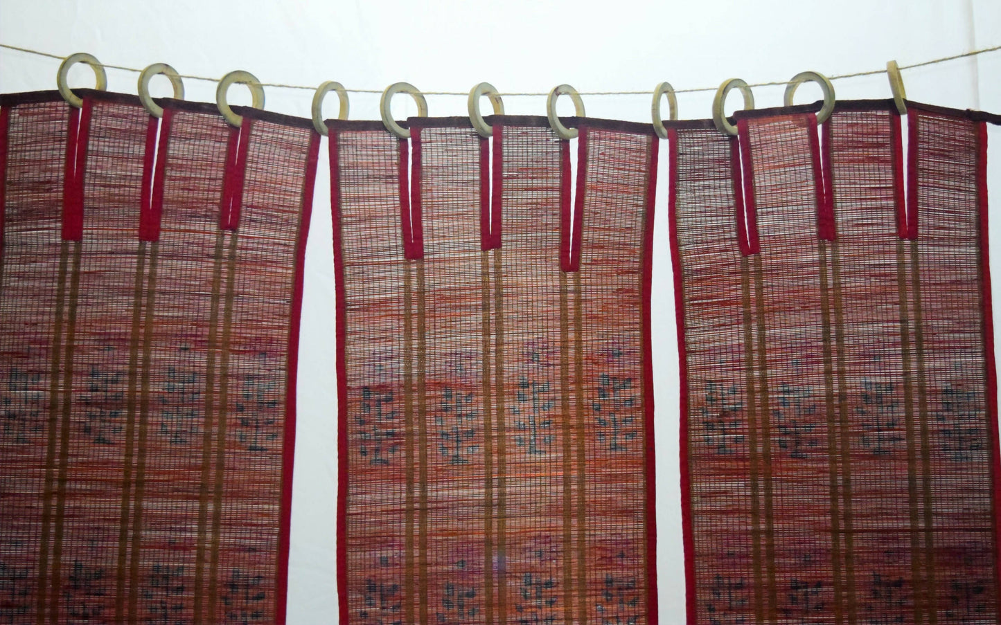 3 PANEL BAMBOO CURTAINS MAROON