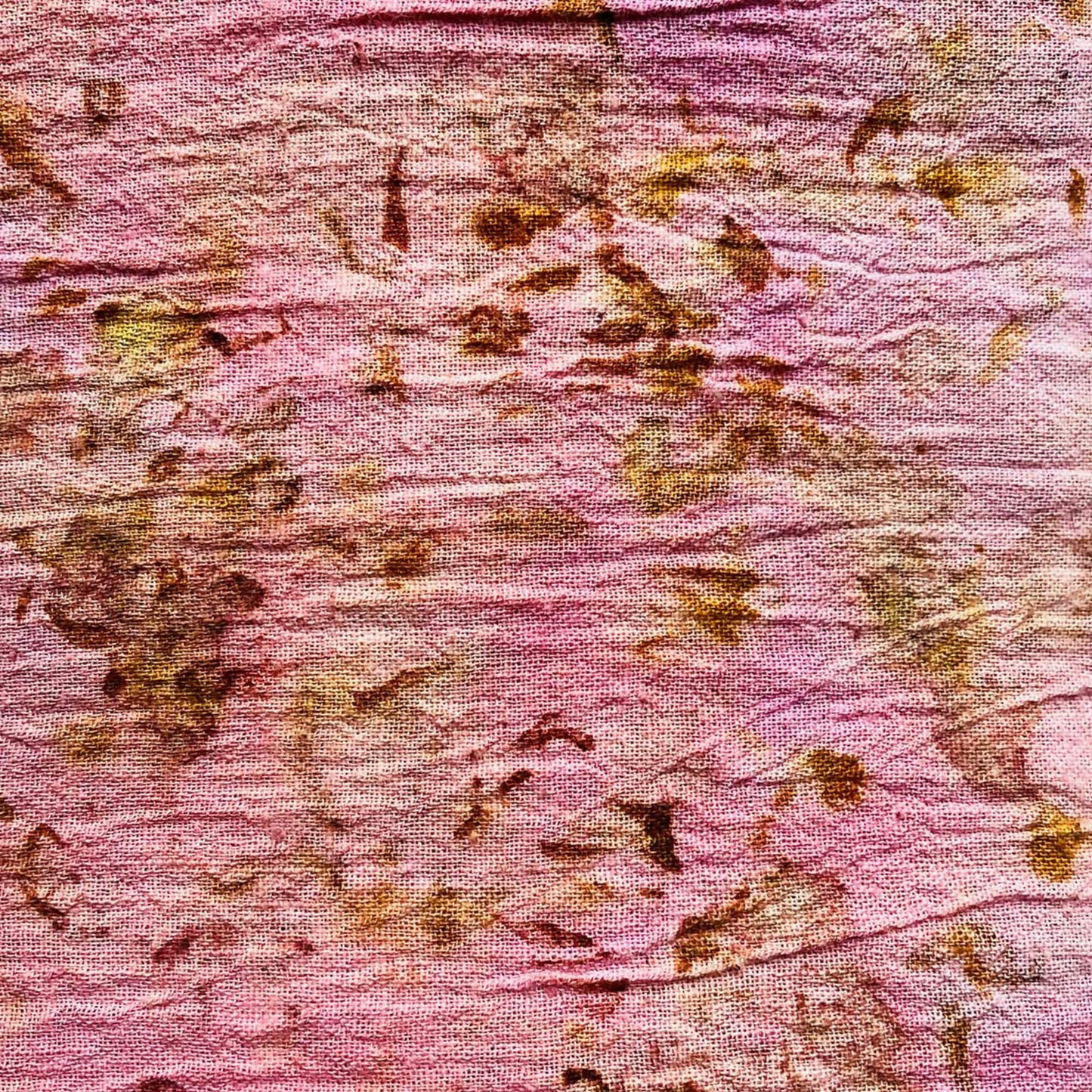 Eco-Printed Kala Cotton Stole - Pink with Yellow