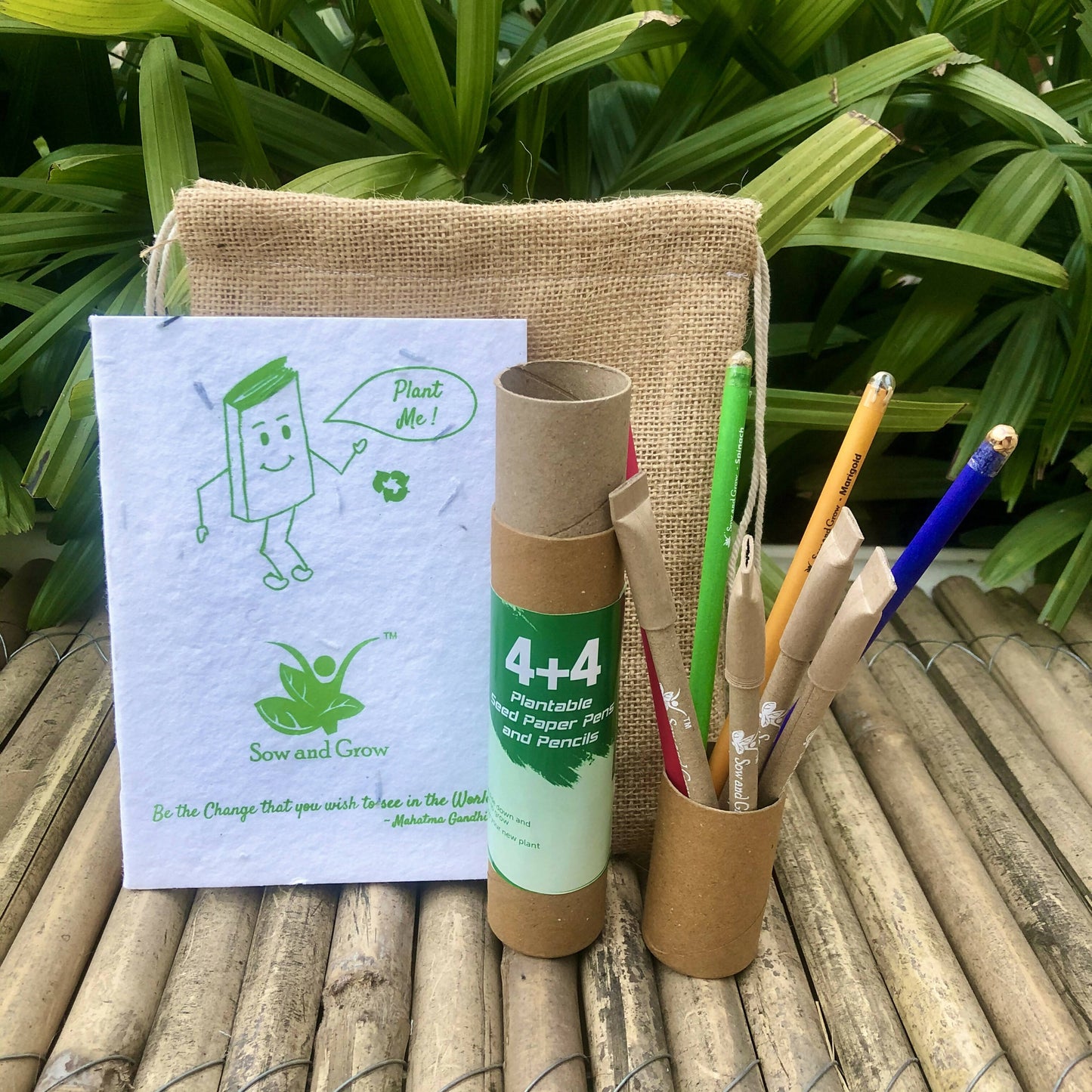 Jute Bag Collection: 1 Seed Diary, 4+4 Seed Pen and Pencil Combo
