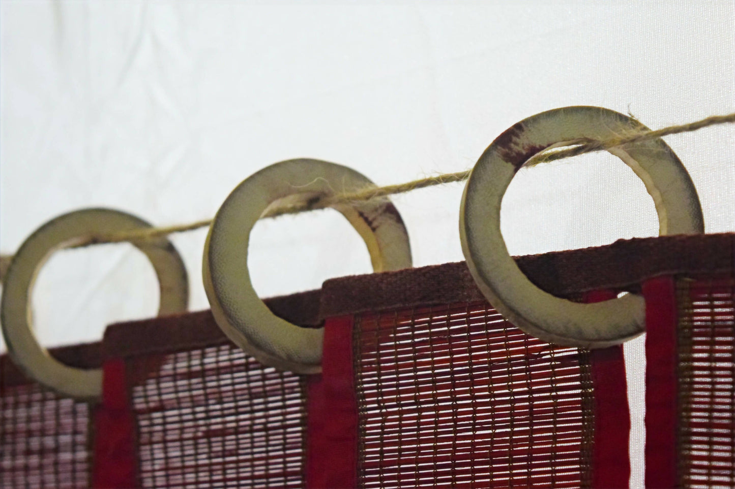 3 PANEL BAMBOO CURTAINS MAROON