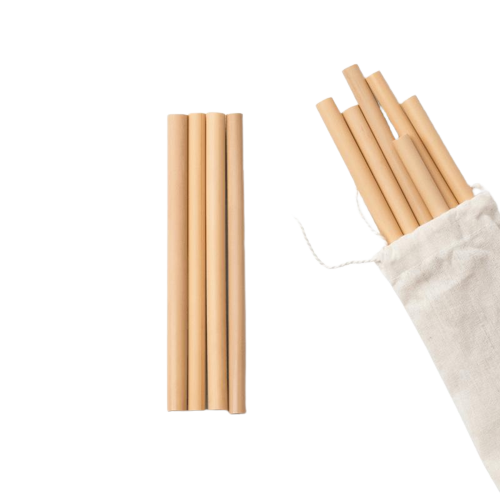 Natural Bamboo Reusable Straws (Pack of 4) with Straw Cleaner