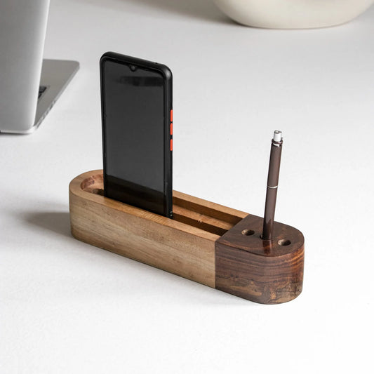 Ashvath Solid Wood Pen Stand, Mobile Holder, Card Holder
