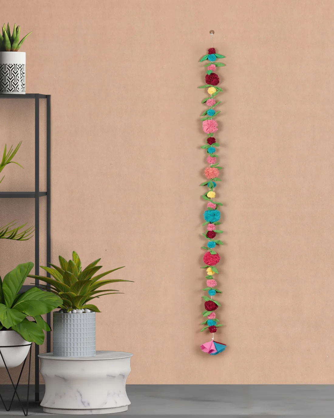 Upcycled Handmade Fabric Flower Decorative Festive Garland String