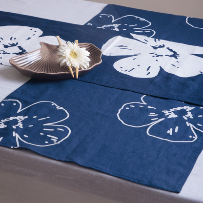 Prasoon Table Linen Set | Pure Hemp | Table Runner, Napkins and Placemats | Hand Printed in Small Batches