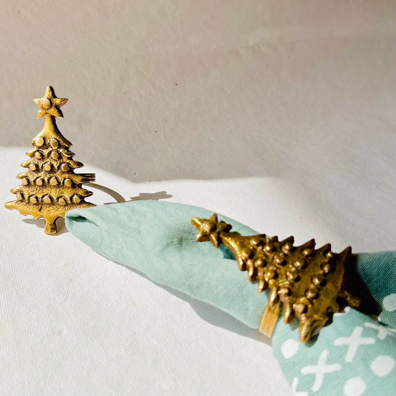 Sanobar Napkin Rings | Christmas Theme | Brass Table Decor