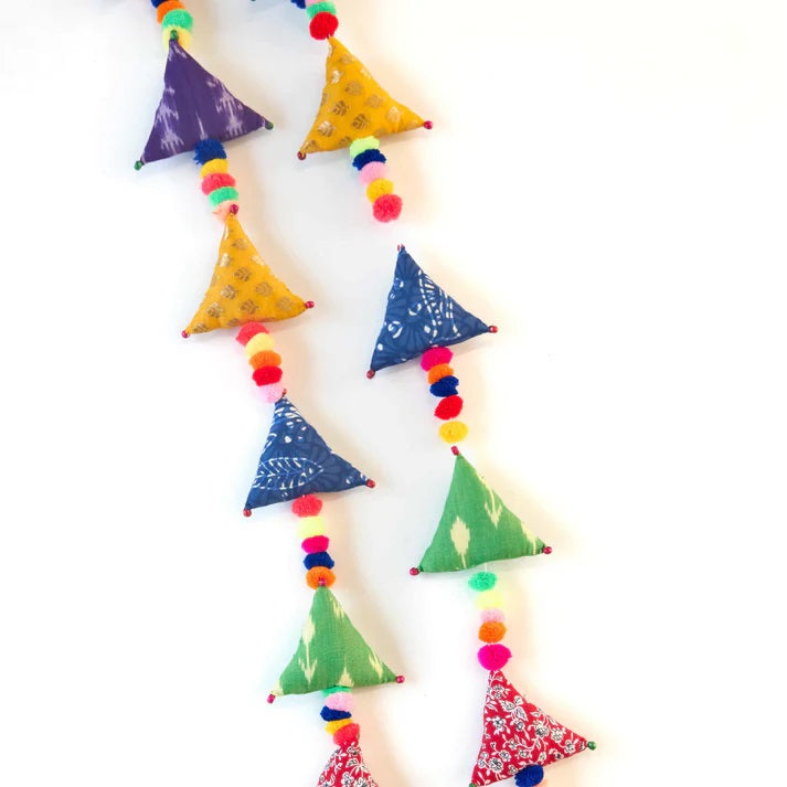 Upcycled Boho Triangles Festive Decoration String Hanging Party Prop