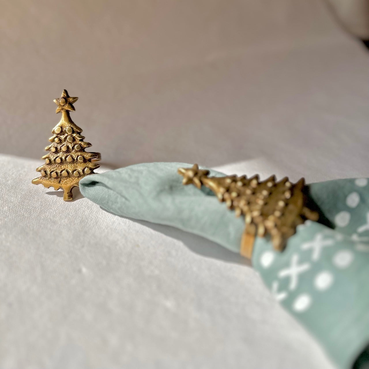 Sanobar Napkin Rings | Christmas Theme | Brass Table Decor