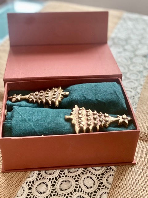 Sanobar Napkin Rings | Christmas Theme | Brass Table Decor