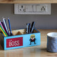 "Boss at Work" Hand Painted Wooden Desk Organizer