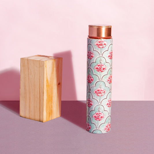 Blushing Floral Bloom Copper Bottle - 650 ml