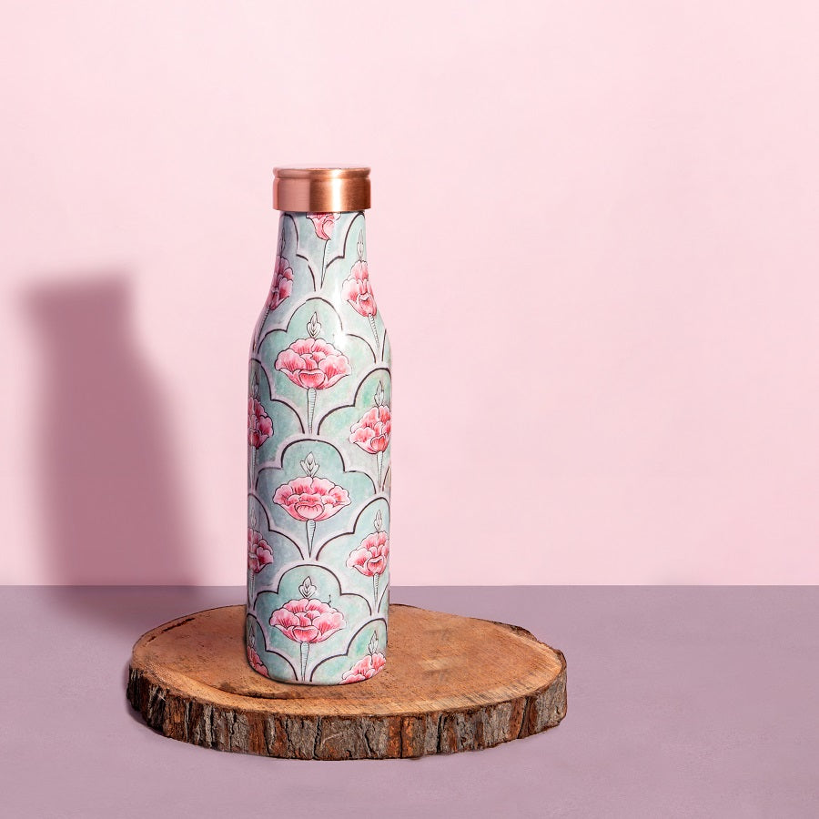 Blushing Floral Bloom Copper Bottle - 950 ml