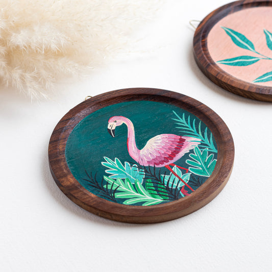 Lavanya Wall Plates Decor Hanging for Home | Hand Painted Solid Wood Round Plates | Set of 2