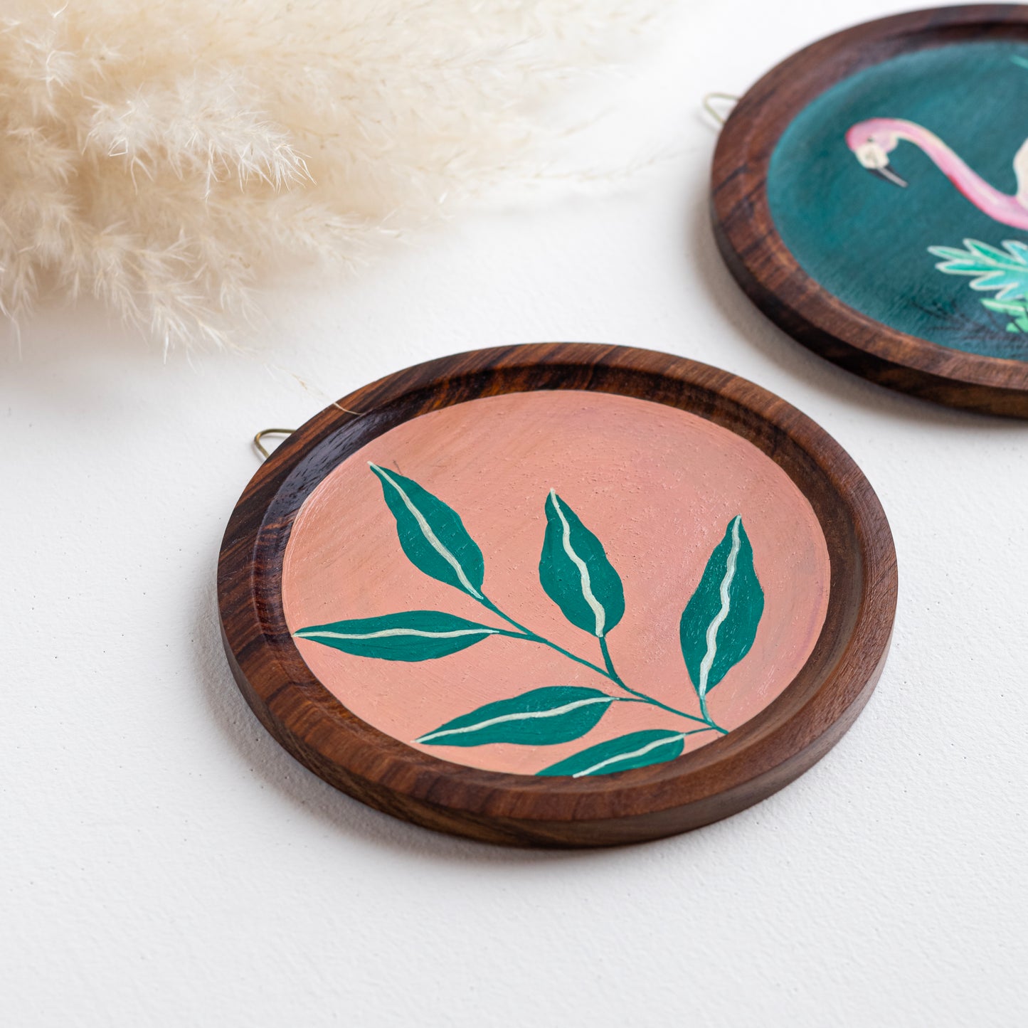 Lavanya Wall Plates Decor Hanging for Home | Hand Painted Solid Wood Round Plates | Set of 2