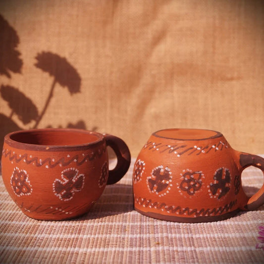 Kutch Painted Pottery Tea Cups Round (Set of 2)