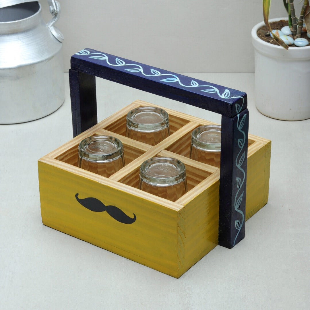 " RAJASTHANI MUSTACHE"Hand Painted Wooden Kulhad Stand