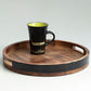 "Shade of Black" Round Wooden Serving Tray in Mango Wood