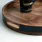 "Shade of Black" Round Wooden Serving Tray in Mango Wood