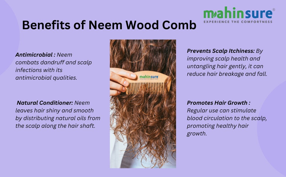 Neem Wood Comb - Wide Tooth (Pack of 2)