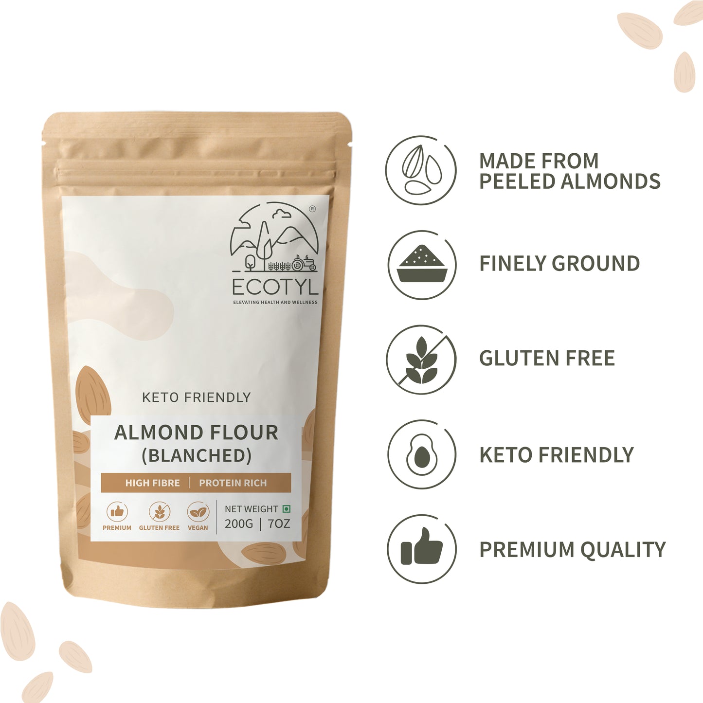 Almond Flour (Blanched) | Gluten Free | Keto Friendly | 200g