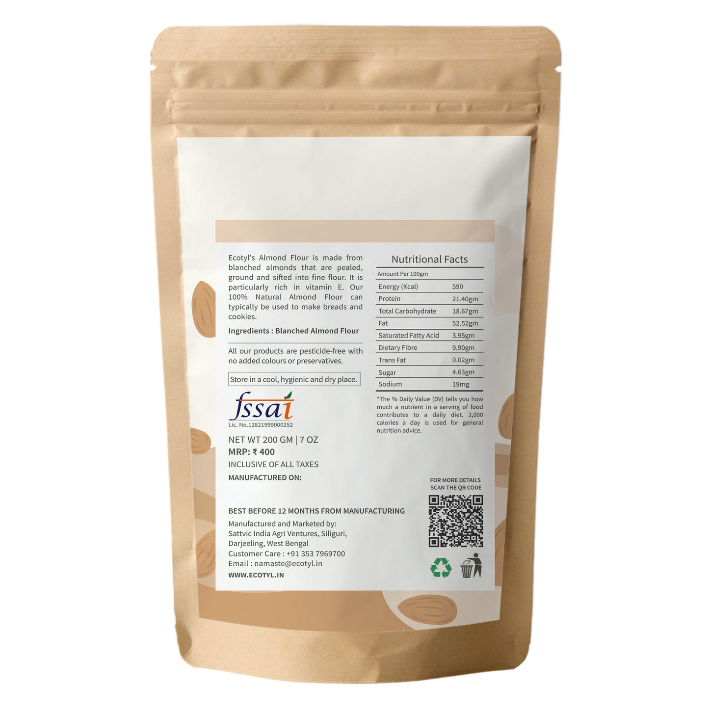 Almond Flour (Blanched) | Gluten Free | Keto Friendly | 200g