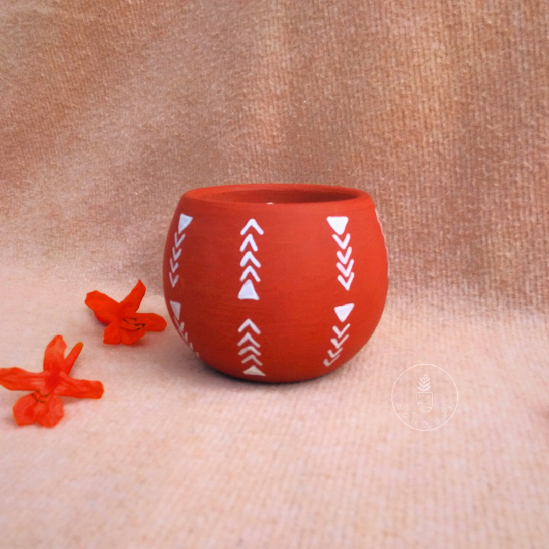Hand Painted Terracotta Soy Wax Candle - Arrows