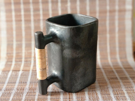 Longpi Black Pottery Beer Mug Square - Large