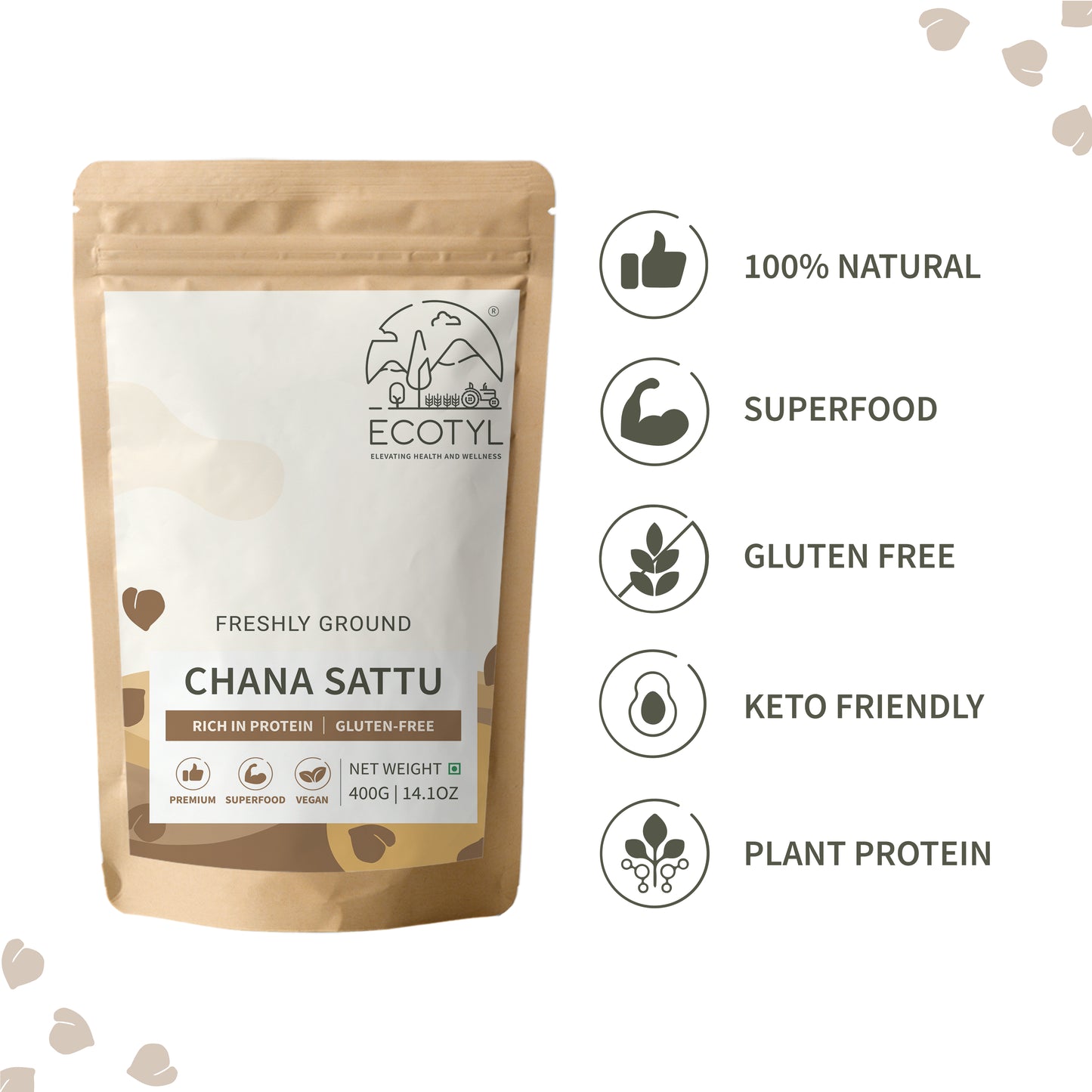 Sattu Atta | Roasted Gram Flour | Plant Based Protein | 400g