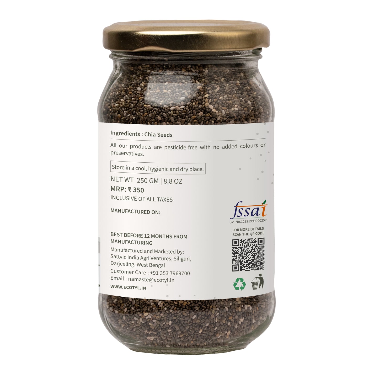 Chia Seeds | Raw | Rich in Antioxidants & Fibre | 250g