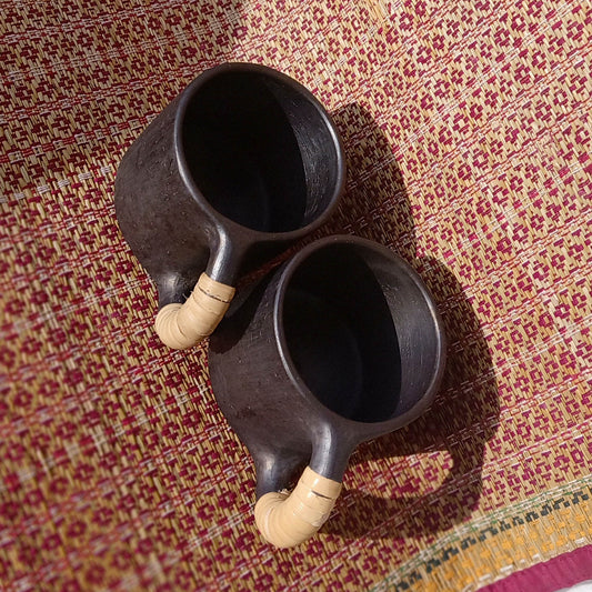 Longpi Black Pottery Coffee Mug Small (Set of 2)