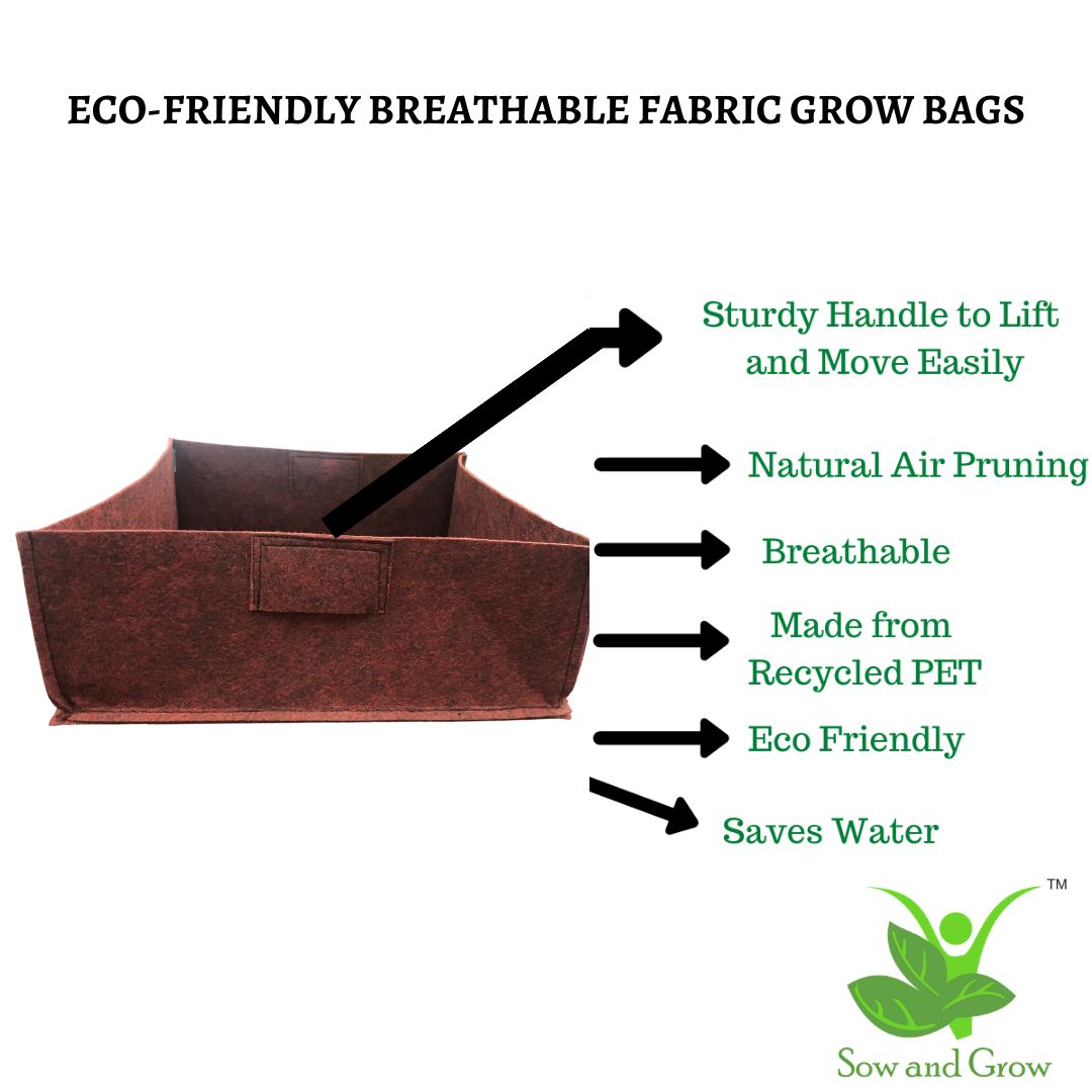 Air Pruning Geo Fabric Grow Bags || Size 18x9x9 inches || Set of 3