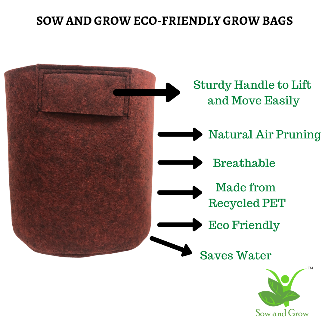 Geo Fabric Grow Bag || Size 14 x 12 inches, 7 Gallon || Set of 4