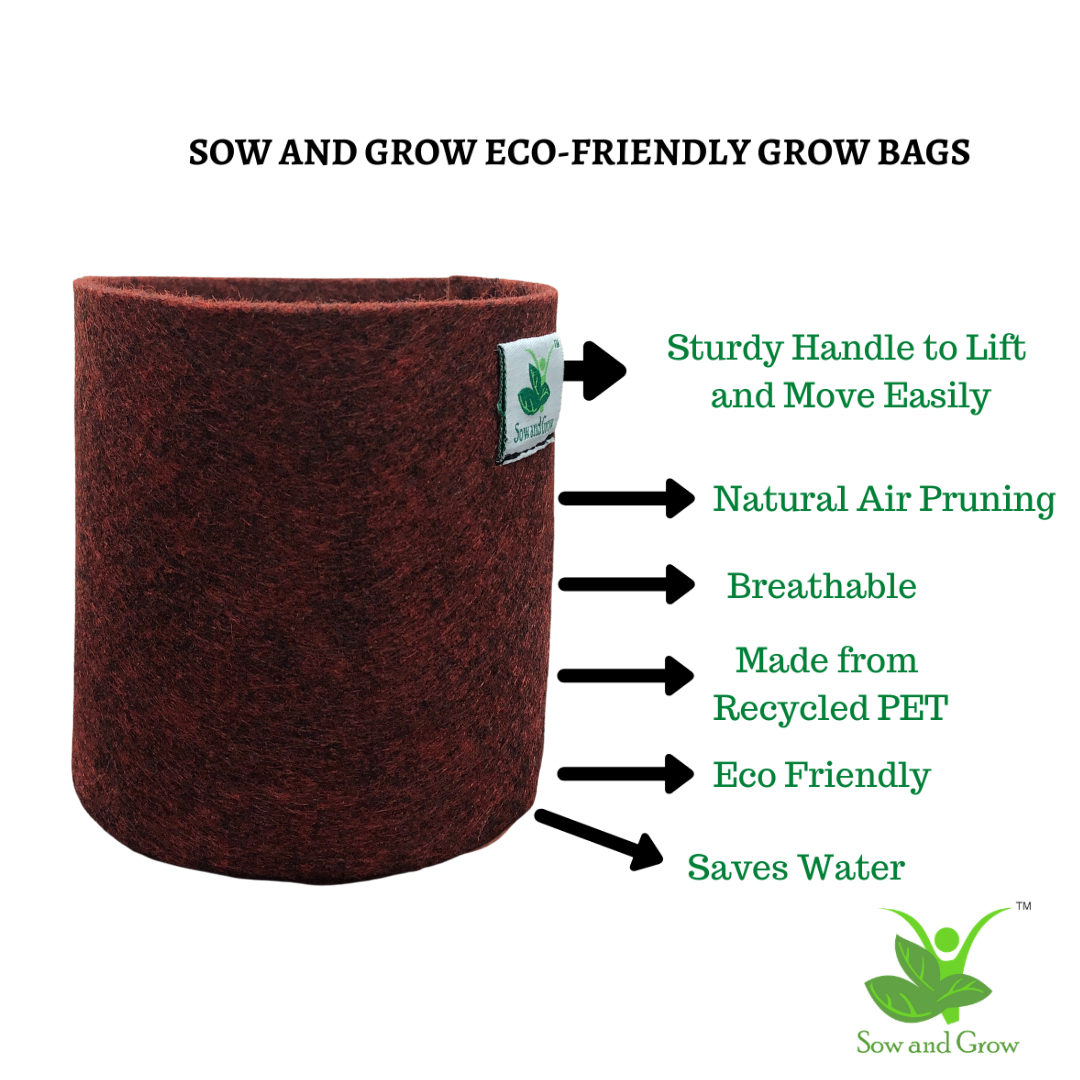 Geo Fabric Grow Bags || Small Fabric Pots (6 * 6 inches) Without Handles || Set of 10 Bags