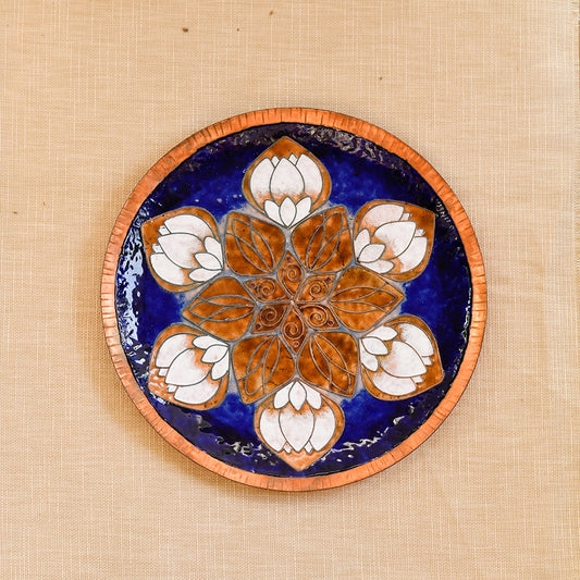 Copper Enamel Wall Plate "Brown Lotus in the Petal"