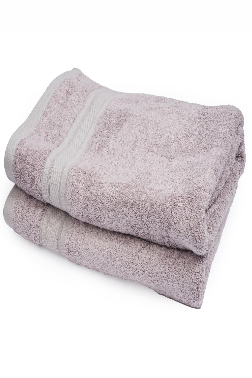 The Karira Collection - Bamboo Cotton Bath Towels And Hand Towels Set Of 2 (Grape Grey)