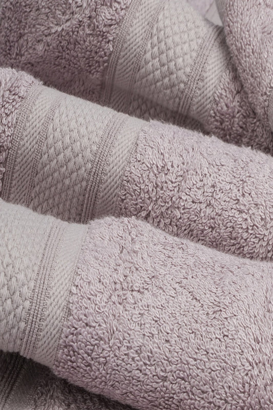 The Karira Collection - Bamboo Cotton Bath Towels And Hand Towels Set Of 2 (Grape Grey)
