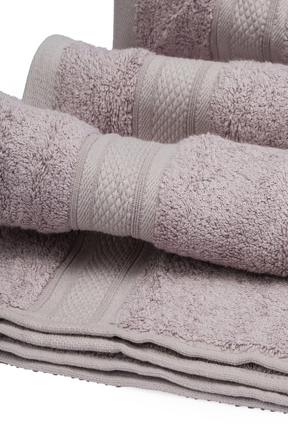 The Karira Collection - Bamboo Cotton Bath Towels And Hand Towels Set Of 2 (Grape Grey)