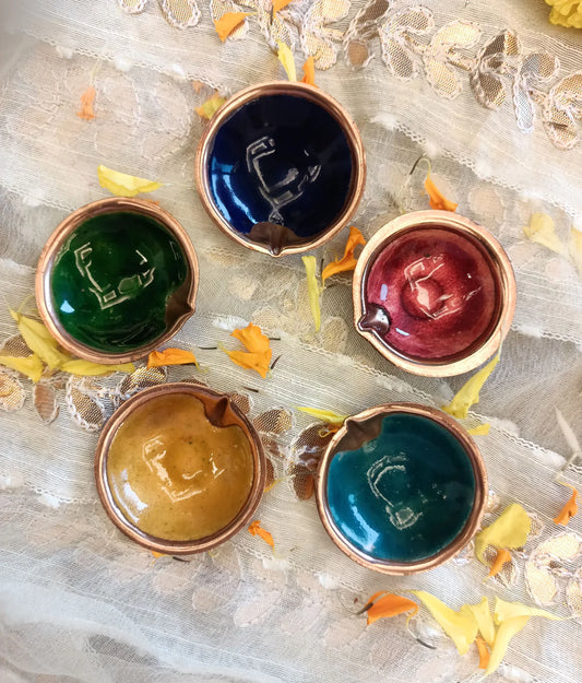 Solid Colour Plain Diyas : Set of 5