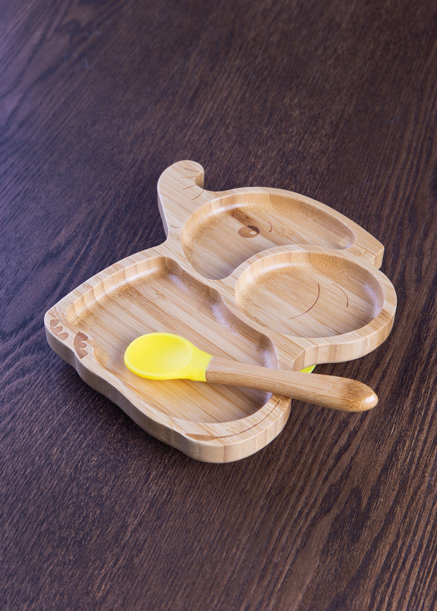 Bamboo Elephant Plate With Suction for Kids