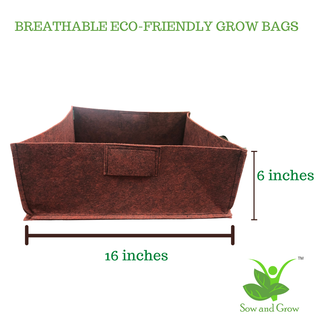 Air Pruning Geo Fabric Grow Bags || Size 16 x 16 x 6 inches || Set of 2